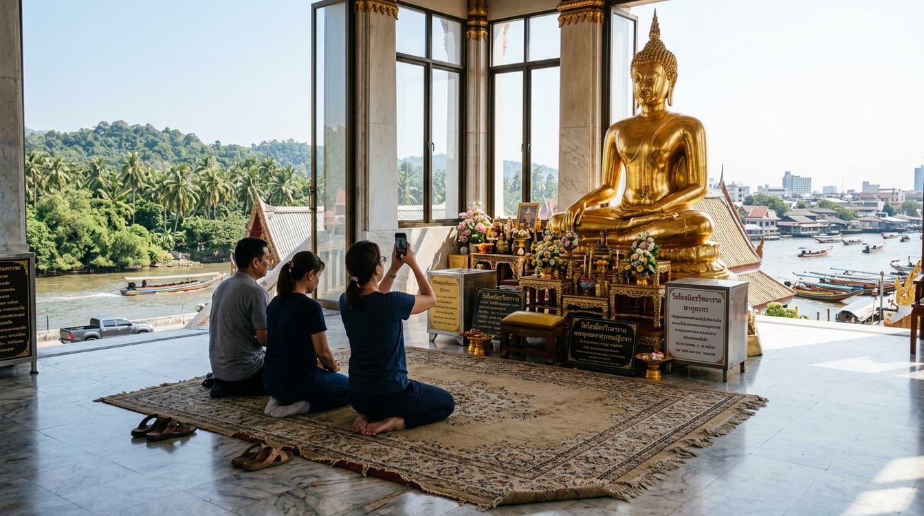 Le Bouddha d'or du Wat Traimit, statue de 5,5 tonnes dans son sanctuaire